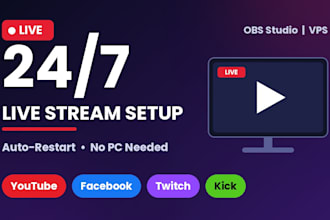 setup 24 7 live stream on vps with obs