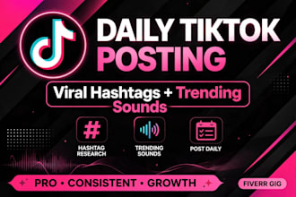do daily tiktok posting with viral hashtags and trending sounds