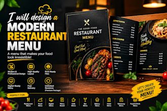 design a modern restaurant menu