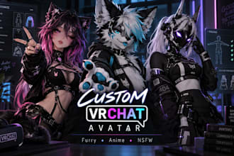 custom vrchat avatar, vrc avatar furry avatar, anime vrchat, nsfw vrchat avatar