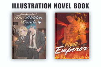 illustrate a novel book cover anime style