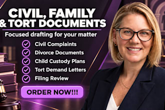 be your civil lawyer in civil law, family, child custody, divorce and tort cases