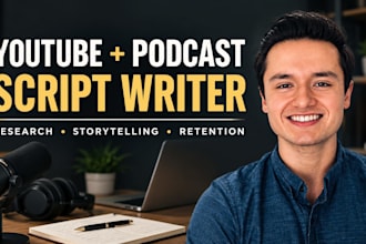 write youtube and podcast scripts for business and food industry creators