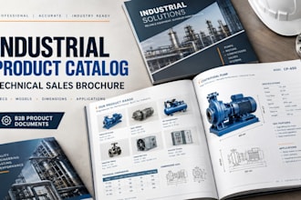 design industrial product catalog and technical sales brochure