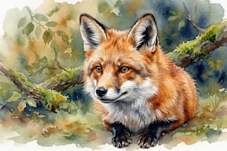 hand painted realistic watercolor animals illustration