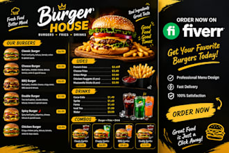 design a professional restaurant food menu or price list
