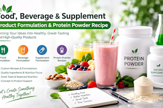 develop food, beverage and supplement product formulation, protein powder recipe