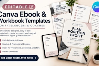 design canva ebook template workbook template for freelancers, coaches in bulk