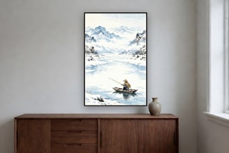 create chinese ink painting snow wall art