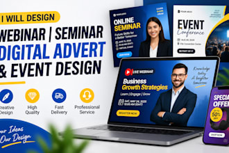design webinar, seminar, digital advert and event banner