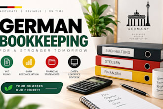 do german bookkeeping, vat filing, bank reconciliation and accounting statement