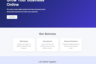 create a responsive HTML CSS website or landing page