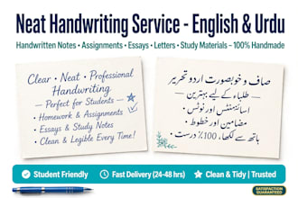 do neat handwriting assignments and note in english and urdu