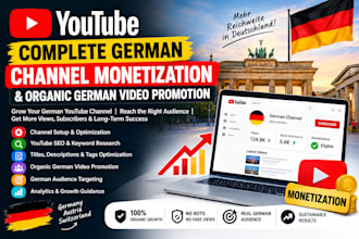 complete german youtube channel monetization, organic german video promotion