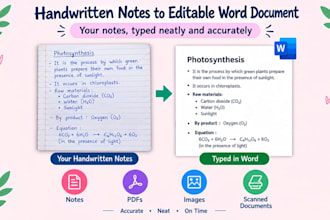 type handwritten notes, pdfs and images into word