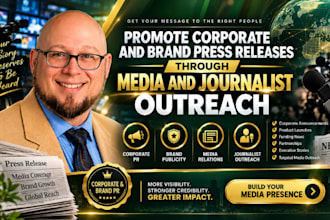 promote corporate and brand press releases through media and journalist outreach