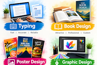 do professional typing book design poster and graphic design