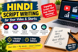write engaging hindi youtube script for shorts and videos