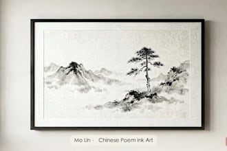 autumn mountain dusk asian wall art decor