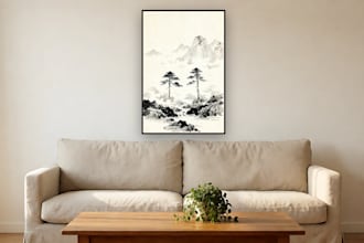 design asian wall art autumn mountain print