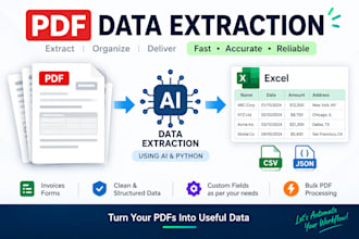 automate PDF data extraction to excel CSV or json using ai