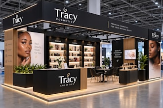 design trade show booth, backdrop, table cover with 3d visualization