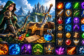 design custom game icons, rpg assets, skill icons, and fantasy game artwork