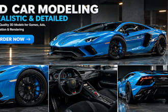 create a photorealistic 3d car model for games, ads and vehicle rendering