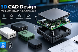 3d cad designs for consumer electronics, pcb enclosures, step, stl for printing
