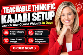 setup teachable, thinkific, kajabi, learnworlds course website, funnel expert