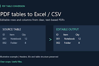 convert PDF tables to organized excel or CSV files