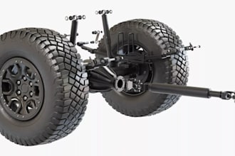 model 3d vehicle axles, shock absorber, chassis, tire, wheel,hub, knuckle,u bolt