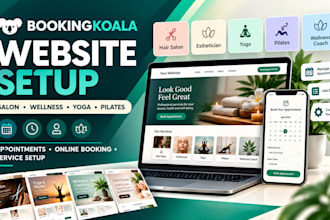 setup bookingkoala hair salon wellness coach yoga pilates esthetician website
