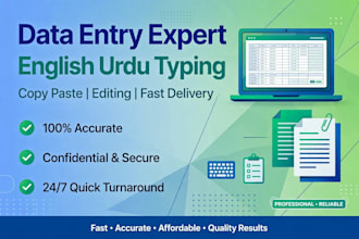 do data entry, english urdu typing, copy paste, editing