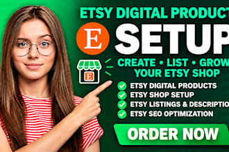 create etsy digital products, set up your etsy shop, and do etsy SEO
