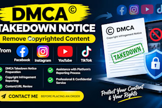 send dmca takedown notice to remove facebook instagram youtube on tiktok