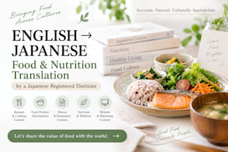 translate english food and nutrition content into japanese