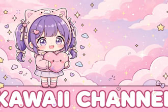 design cute aesthetic anime youtube banner and thumbnail