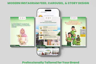 design instagram feed, carousel, story template, and promotional banner