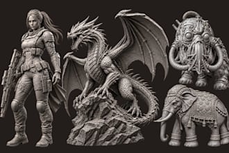 sculpt custom 3d characters, miniatures and busts for 3d printing