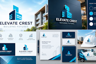 create a modern construction company logo and brand identity