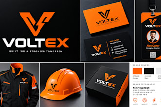 create a modern construction company logo and brand identity