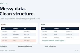 clean, organize and standardize your excel or CSV data