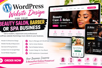 design a professional beauty salon, barber or spa wordpress website