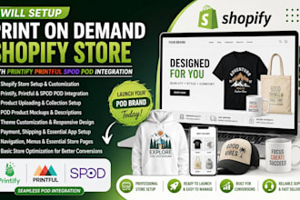 setup print on demand shopify store with printify printful spod pod integration