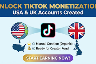 create and setup organic tiktok UK and USA monetized accountso