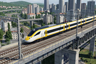 do 3d train model, tram, railway station, railcars for 3d printing or game asset
