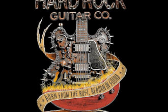create an old school rock music logo for your t shirt brand