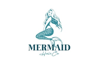 make mermaid logo for our hair extension business