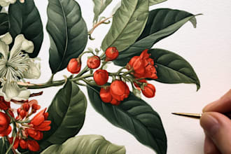 draw botanical illustration of flower illustration